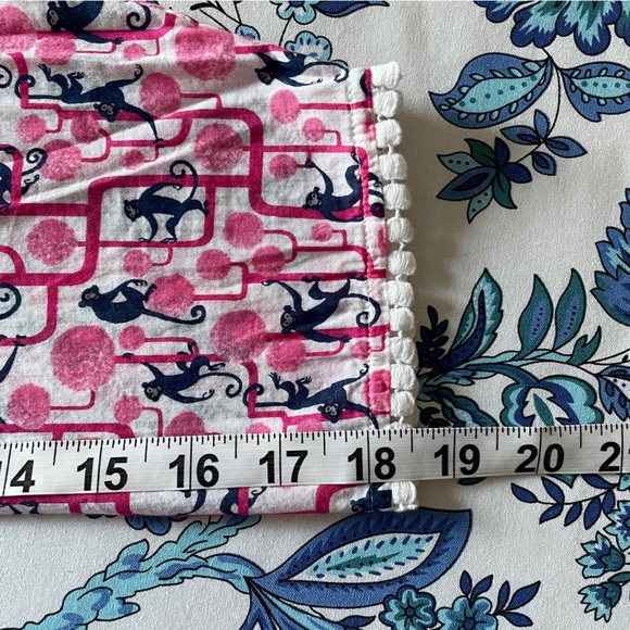 Talbots Pink & Blue Monkey Print Tunic Top 3/4 Sleeve Mandarin Collar Size 1XP - Picture 15 of 16